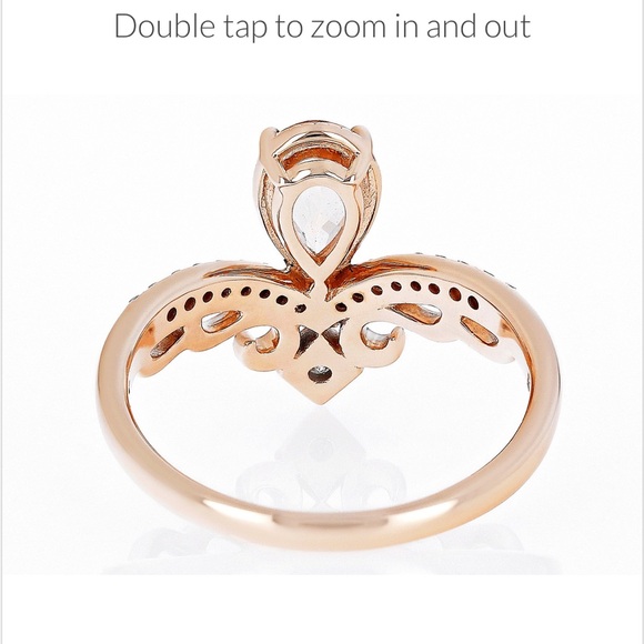 Peach Morganite 10k Rose Gold Diamond Ring 0.71ctw tiara crown princess wedding - Picture 4 of 11